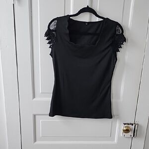 Black Ruffled Fitted Blouse